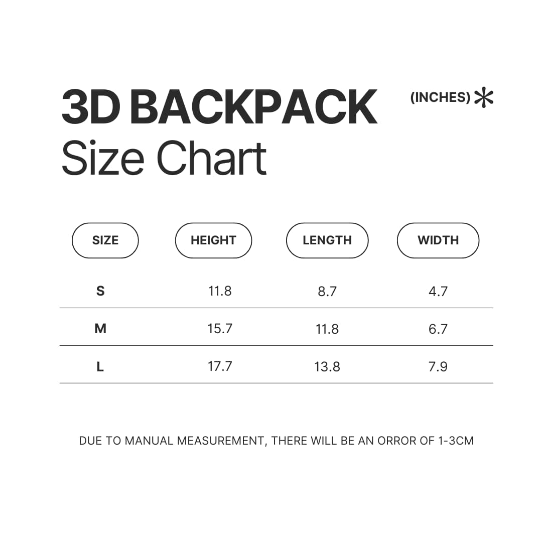 3D Backpack Size Chart - Saiki K Store