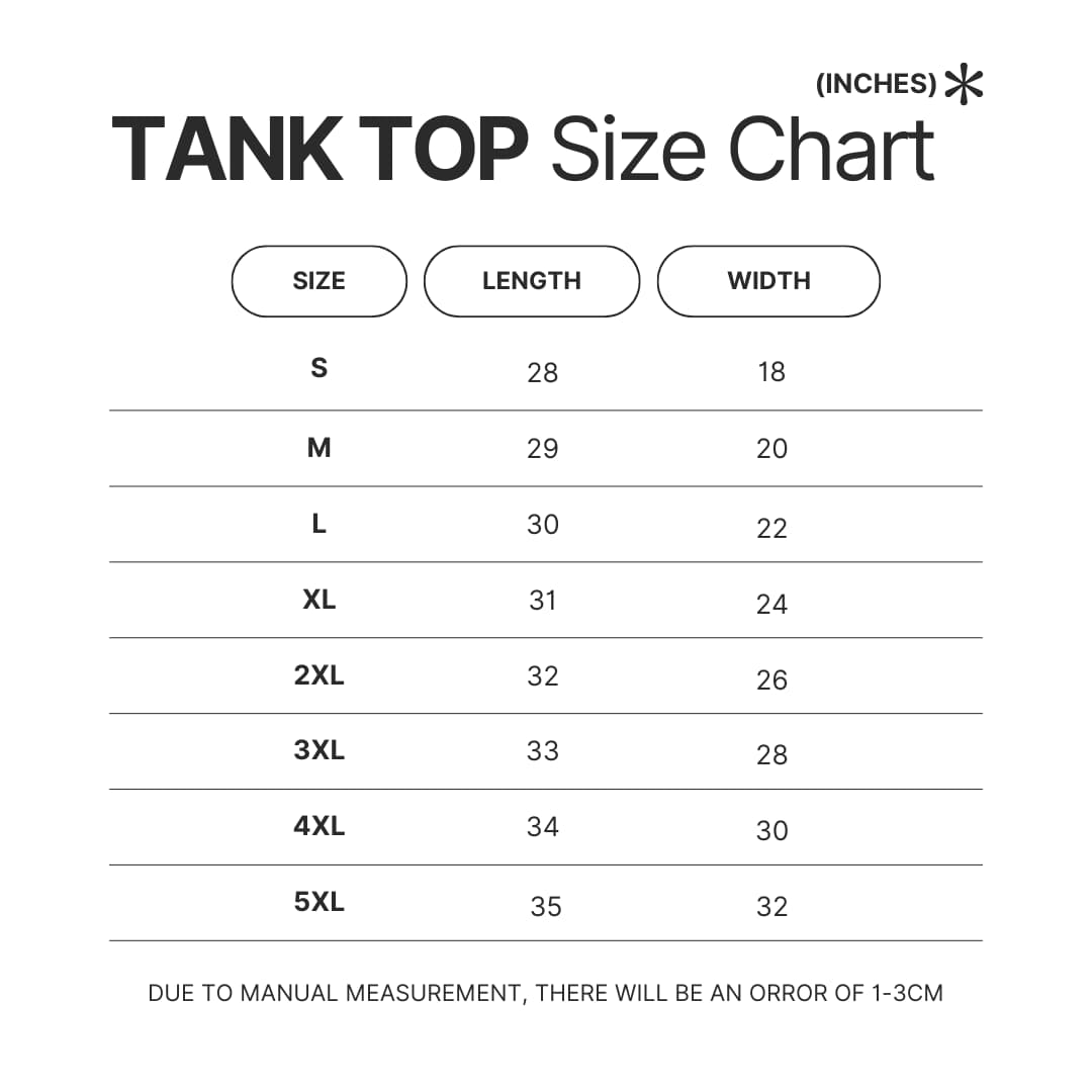 Tank Top Size Chart - Saiki K Store