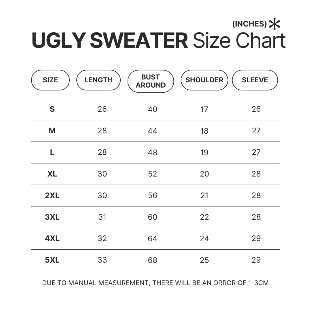 Ugly Sweater Size Chart - Saiki K Store