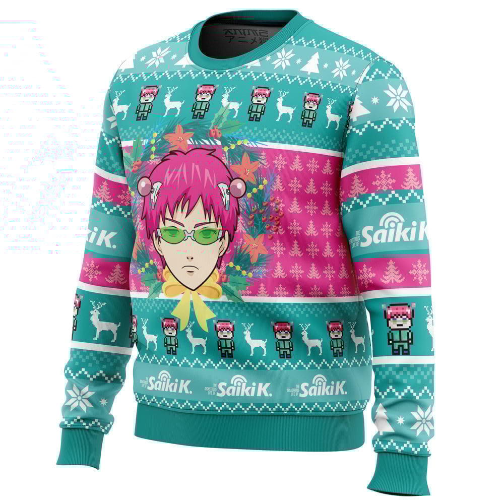Christmas at School Saiki Kusuo no Psi-nan Ugly Christmas Sweater - Image 2