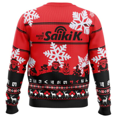 Santa Saiki The Desastrous Life of Saiki K. Ugly Christmas Sweater BACK mockup - Saiki K Store