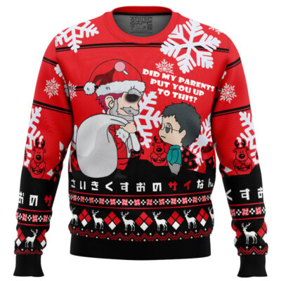 Santa Saiki The Desastrous Life of Saiki K. Ugly Christmas Sweater FRONT mockup - Saiki K Store